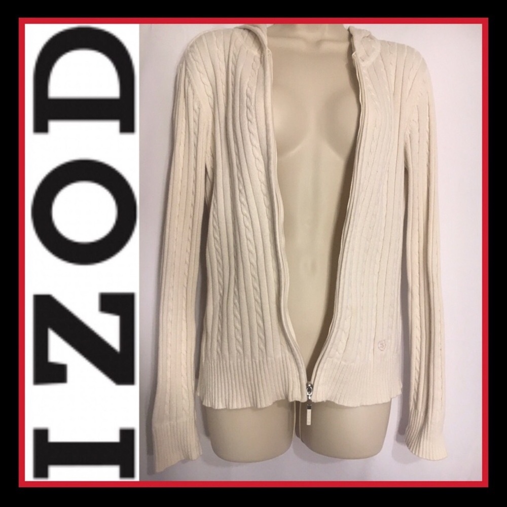 ♥️ Cream Cable-Knit zip up Hoodie Sweater